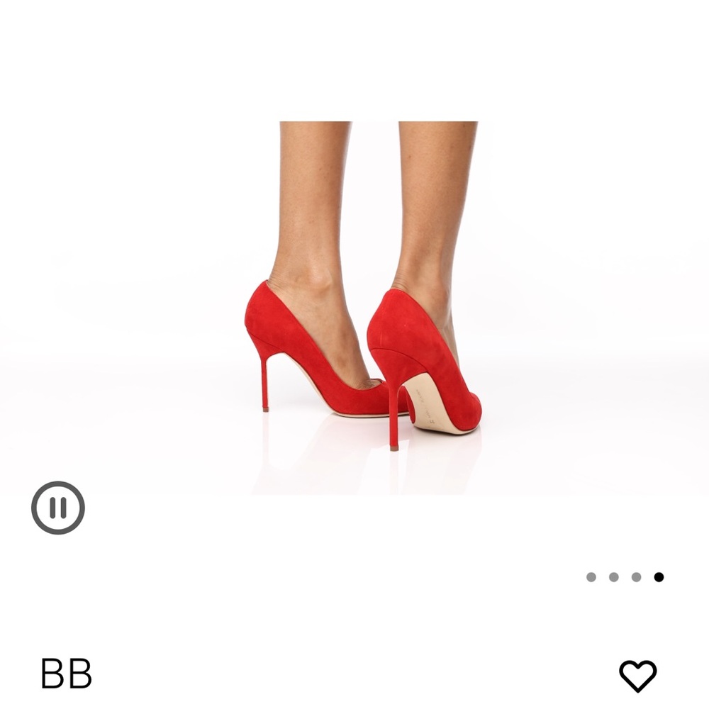 Manolo Blahnik BB Red Suede Pointed-Toe Stiletto Pumps - Picture 6 of 7
